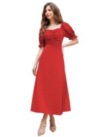 Shasmi Girl's & Women's Solid A-Line Ruched Puff Sleeve Maxi - Image 2