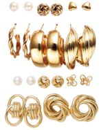Shining Diva Fashion 11 Pairs Combo Set Latest Stylish Vintage Pearl Earrings - Image 2