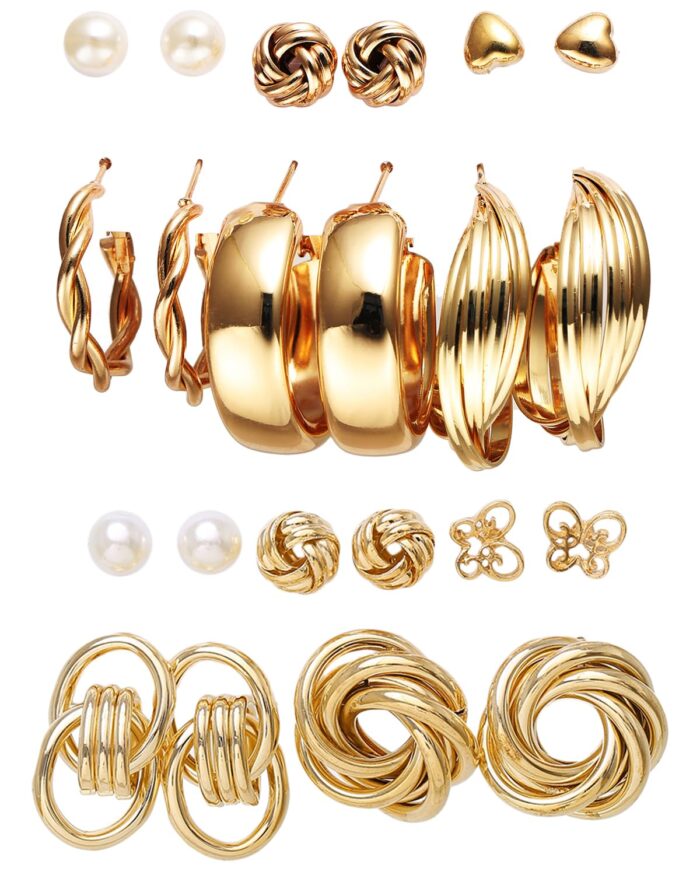 Shining Diva Fashion 11 Pairs Combo Set Latest Stylish Vintage Pearl Earrings - Image 2