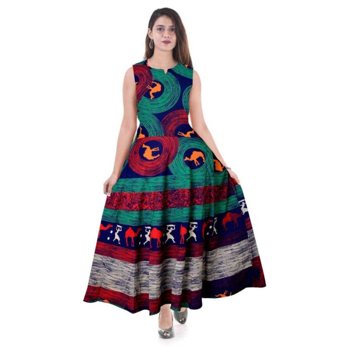 Shrisay Fashion Women's A-Line Cotton Rajasthani Paisley Print Long Max - Image 2