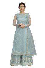 TRENDMALLS Women's Net Embroidery Salwar Suit Kurta Sharara - Image 2