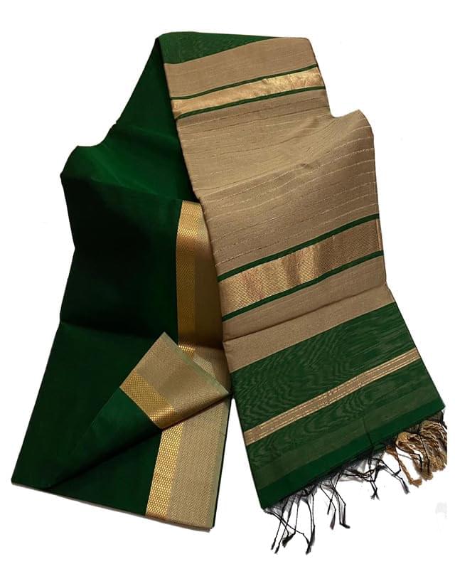 SheenKraft | Women’s Cotton Silk Bhagalpuri Handloom Saree With Designed Border and Blouse Piece-Free Size-Color Variation (11823-11833)