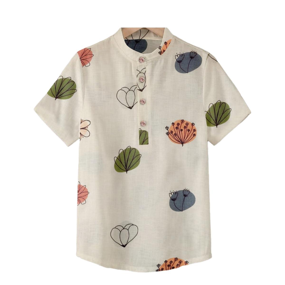 Men Solid Cotton Linen Half Sleeve Straight Kurta Shirt || Printed Linen Kurta Shirt for Men
