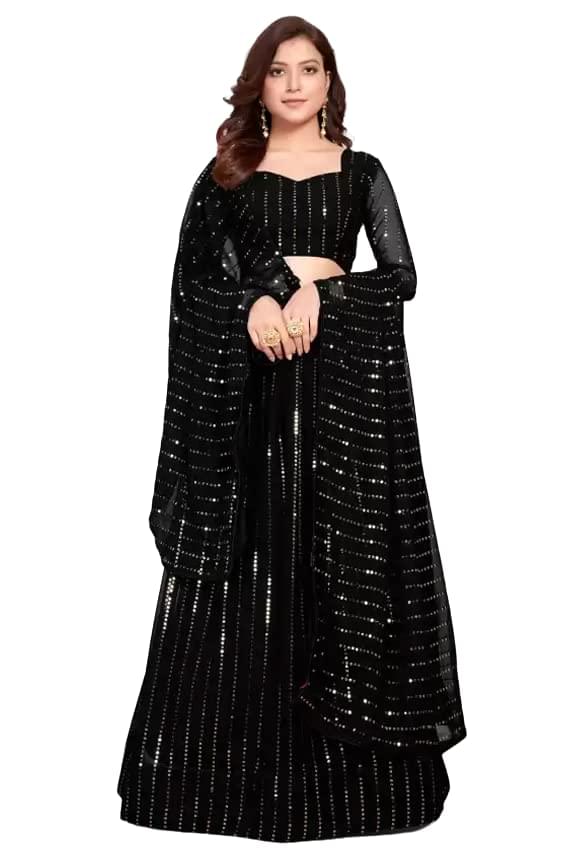 Fashion Basket Women’s Georgette Embroidered sequence work Lehenga Choli(SSFB-L8208_Free Size)