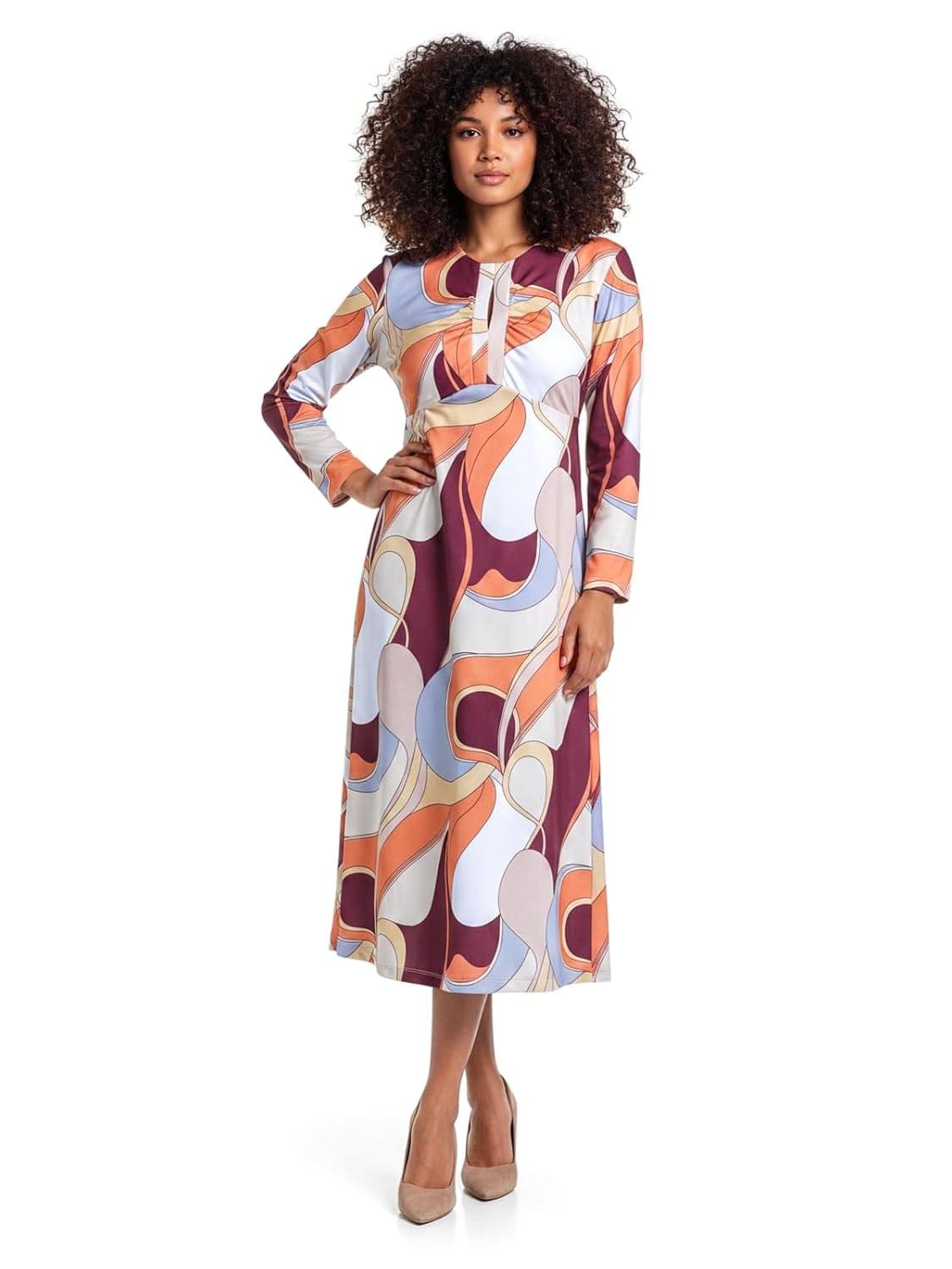 HELLCAT Women’s Floral Printed Casual Midi Dress | Floral A-…