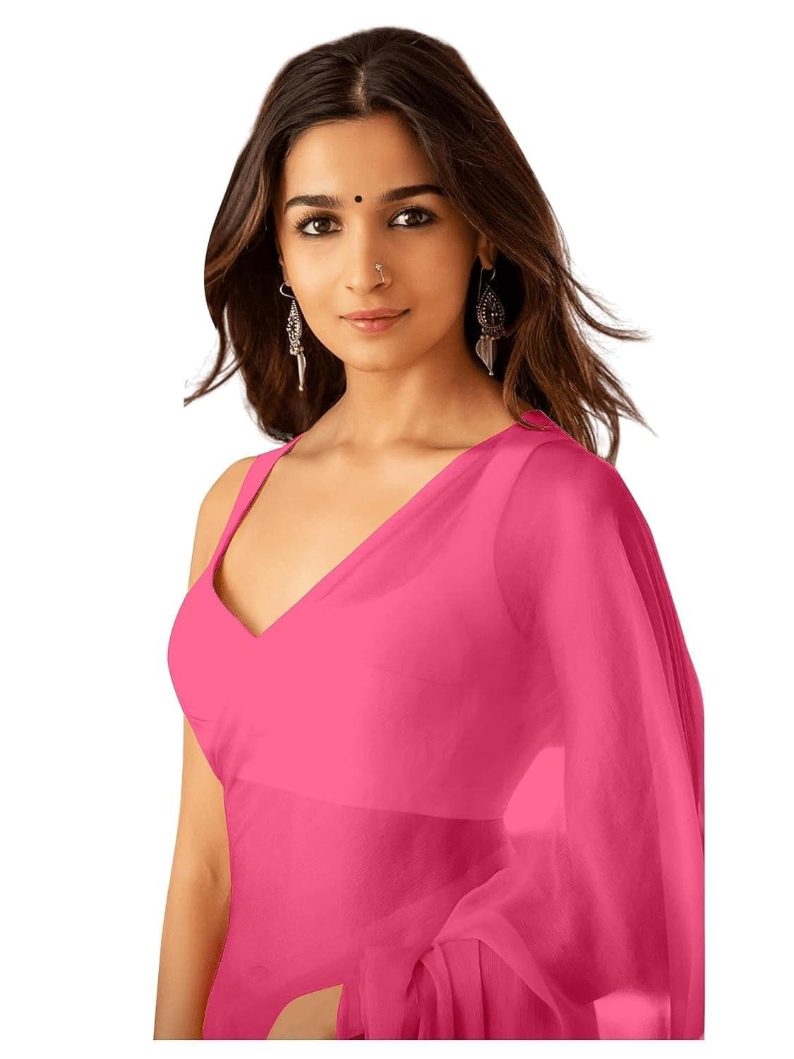 Sidhidata Women’s Plain Pure Georgette Saree With Unstitched…