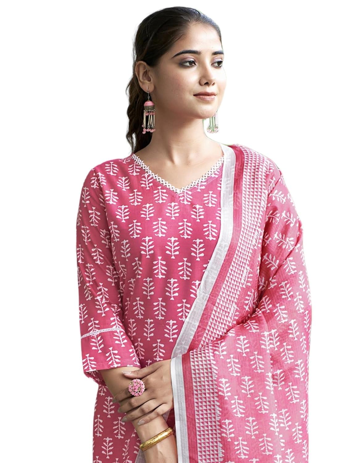 SIRIL Women’s Cotton Printed Straight Kurta with Pant & Dupatta Set SIRIL Women’s Cotton Printed Straight Kurta with Pant & Dupatta Set