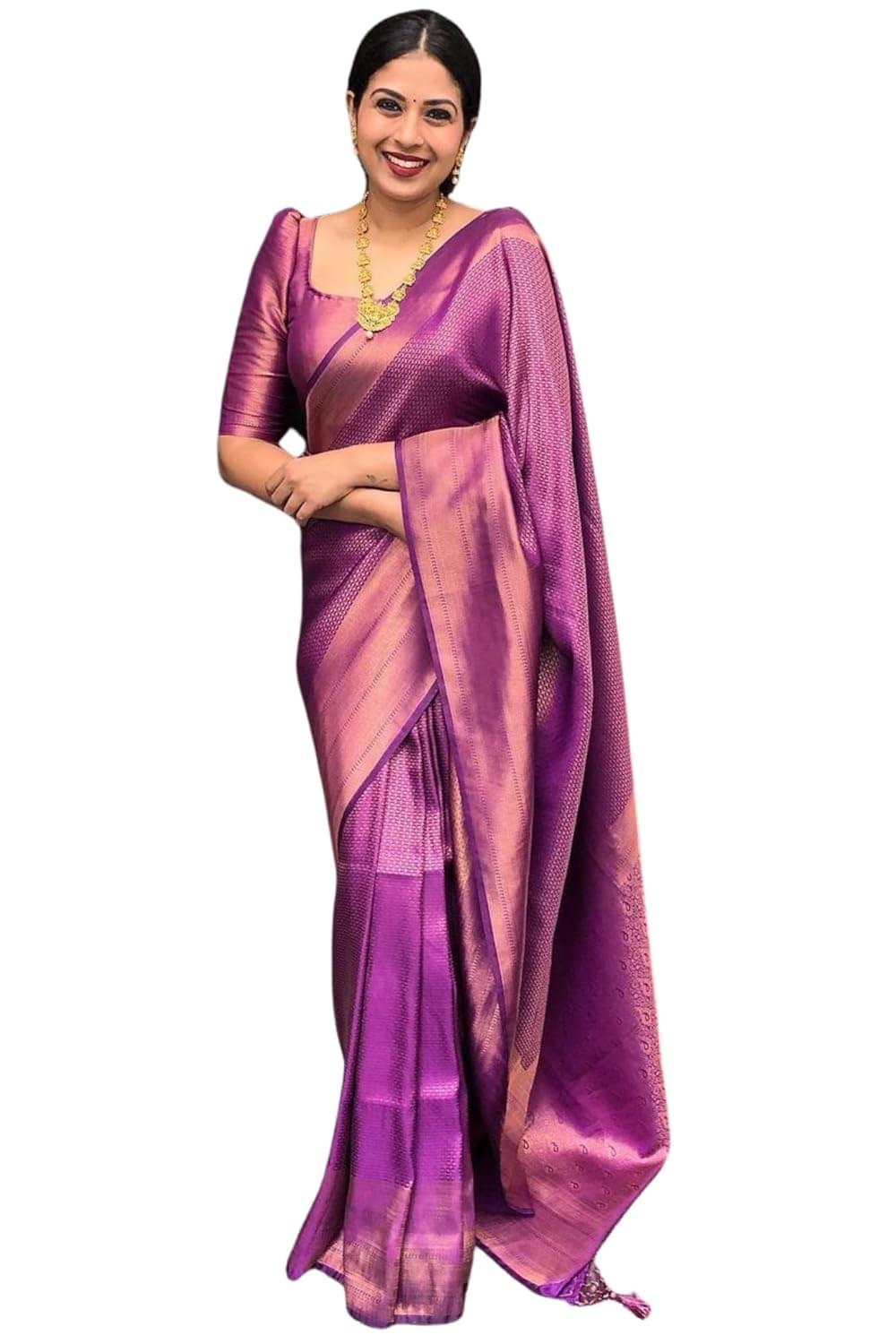 SGF11 Women’s Kanjivaram Soft Silk Saree With Blouse Piece SGF11 Women’s Kanjivaram Soft Silk Saree With Blouse Piece