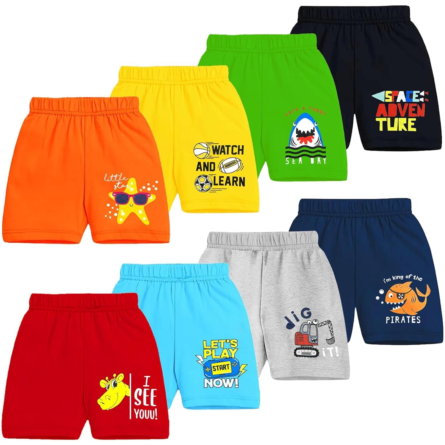 Kuchipoo Boys Regular Fit Cotton Shorts – Pack of 8