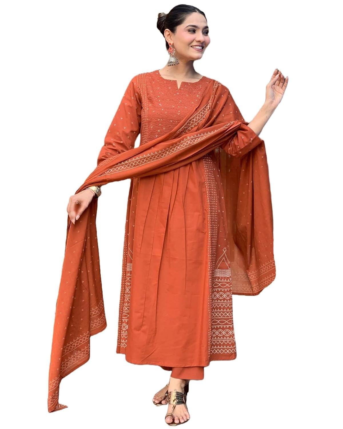 ANNI Designer Women’s Rayon Viscose Anarkali Printed Kurta w…