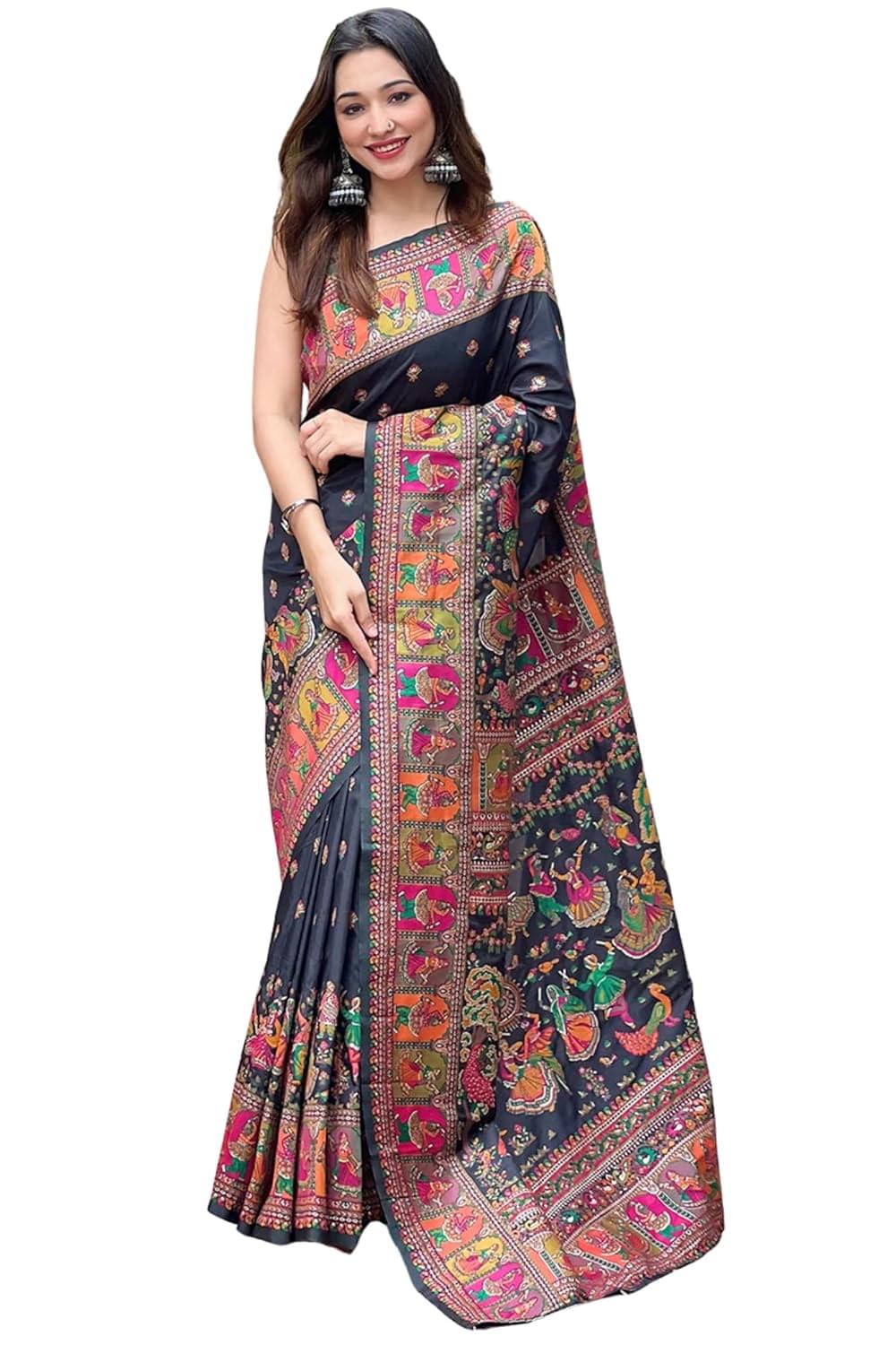 SGF11 Women’s Kanjivaram Pure Soft Silk Saree With Unstitched Blouse Piece