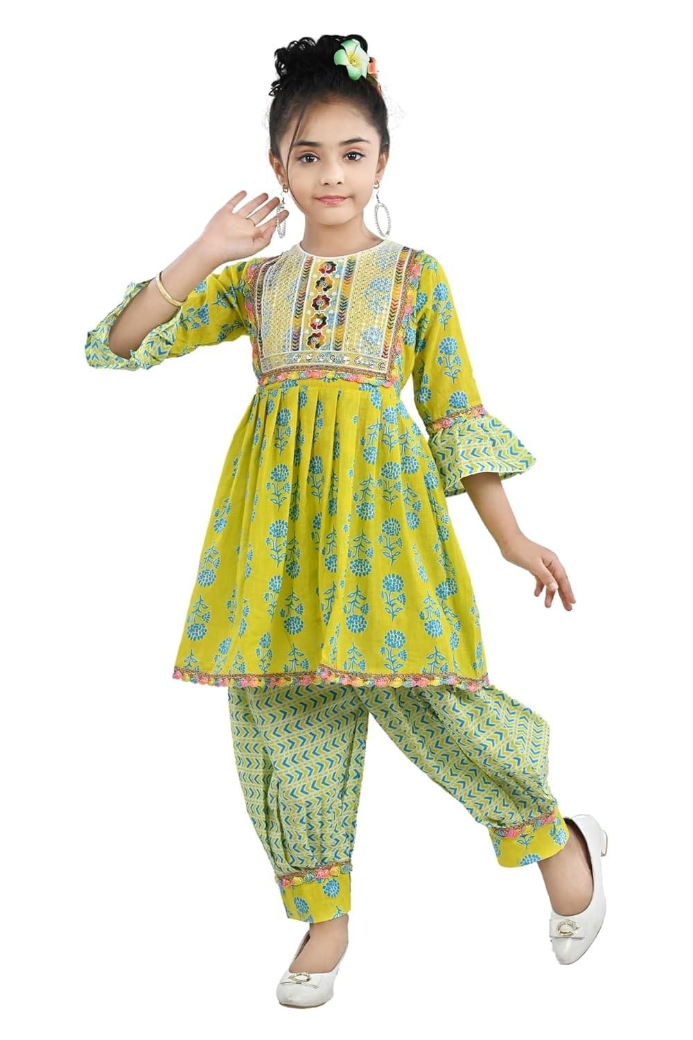 Arshia Fashions Girls Ethnic Wear Kurti and Dhoti Pant Set