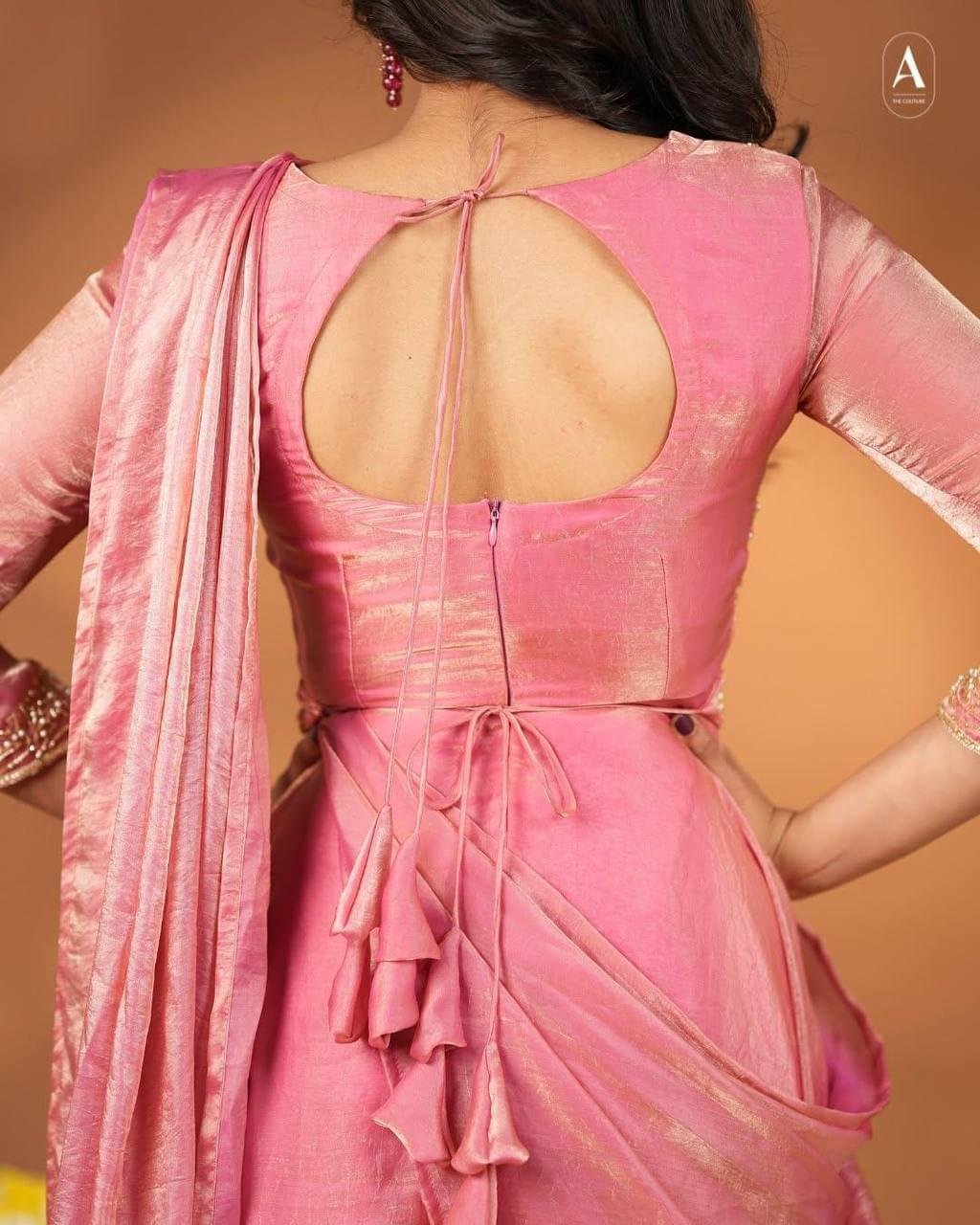 Womens Embroidered Indo-Western Draped Stylish Long Dress wi... - Image 3